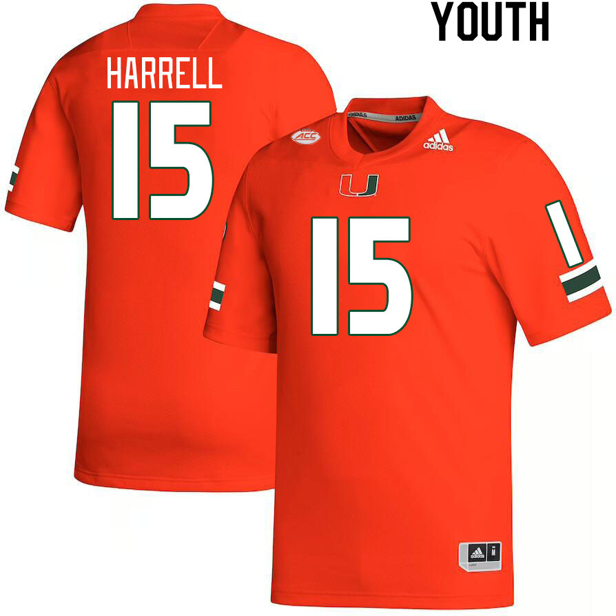 Youth #15 Tyler Harrell Miami Hurricanes College Football Jerseys Stitched Sale-Orange